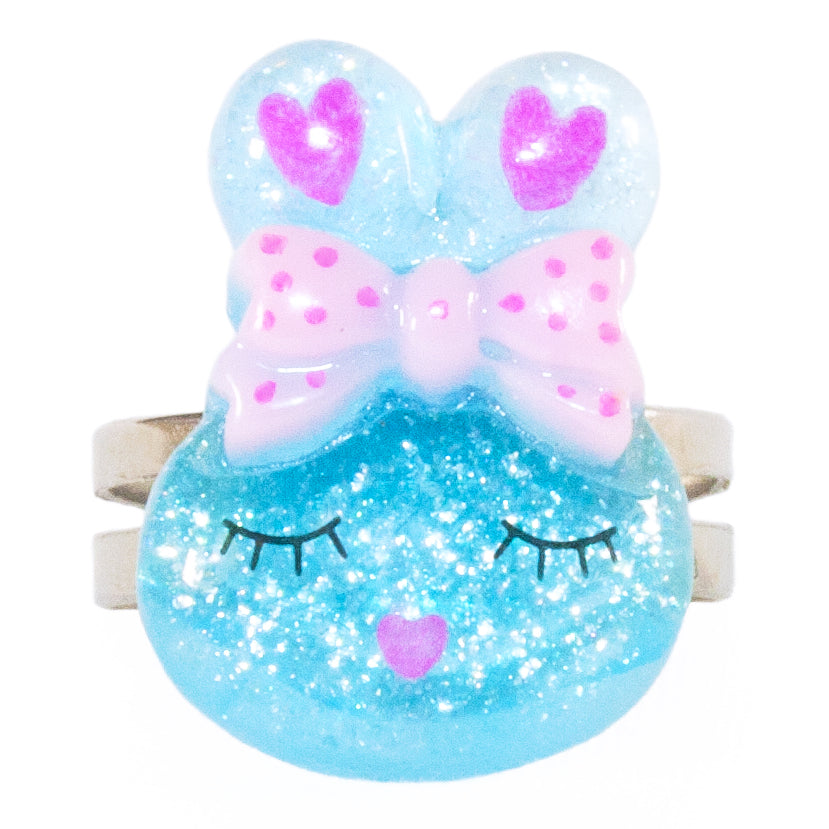 Blue Sparkly Bunny Ring