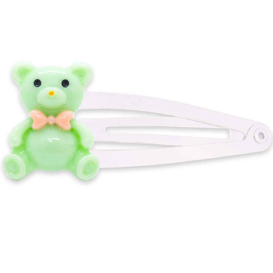 Pastel Green Teddy Bear Hair Clip