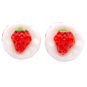 White Strawberry Tart Earrings