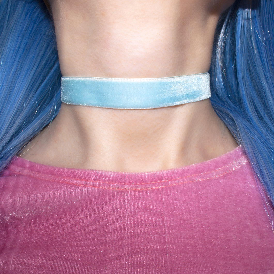 Blue cheap velvet choker