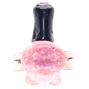 Pastel Pink Sparkly Nail Polish Ring