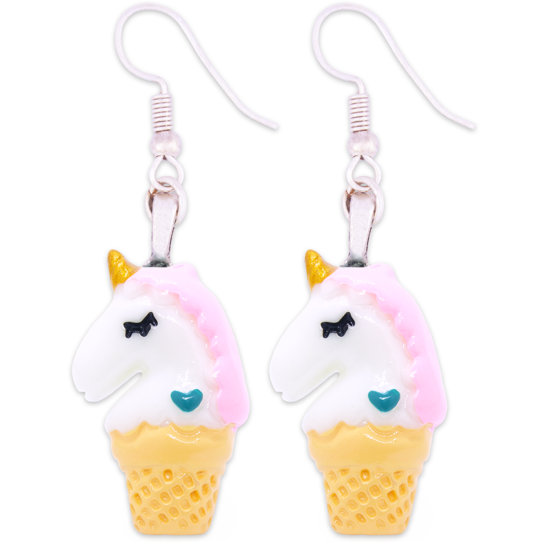 Pink Unicorn Ice Cream Earrings