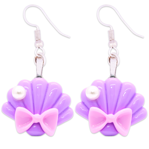 Pastel Purple Seashell Earrings