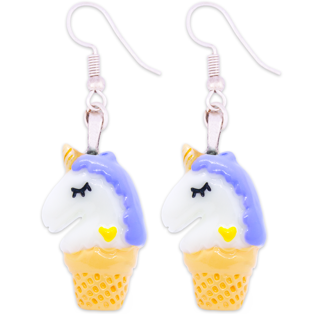 Lilac Unicorn Ice Cream Earrings
