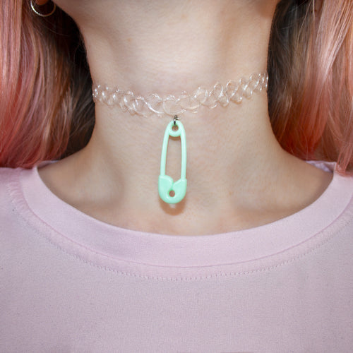 Turquoise Safety Pin Choker